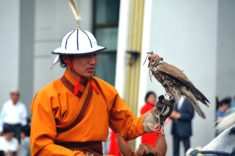 Mongolian falcon hunter